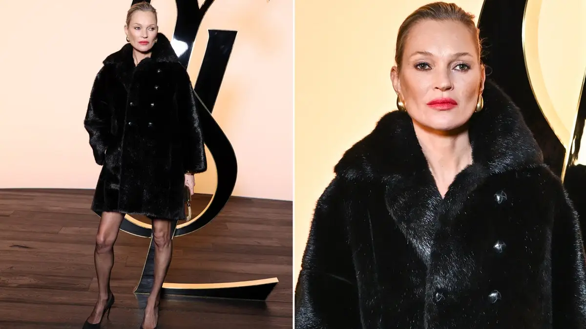 Kate Moss at the Saint Laurent fashion show in Paris