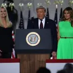 U.S. President Donald Trump and first lady Melania Trump is introduced by his daughter and White House senior adviser, Ivanka Trump, as he prepares to deliver his acceptance speech for the Republican presidential nomination on the South Lawn of the White House August 27, 2020 in Washington, DC. Trump gave the speech in front of 1500 invited guests.