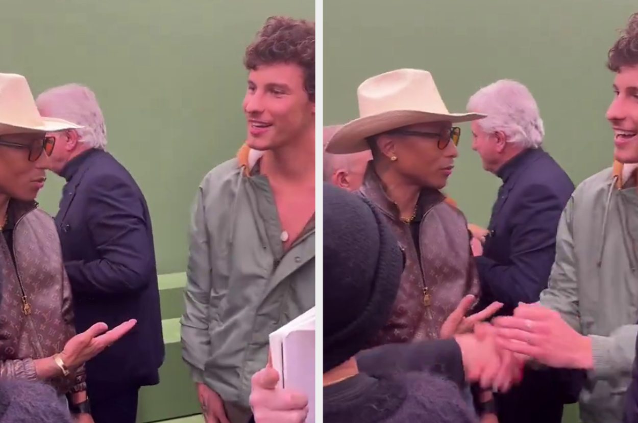 Watch Shawn Mendes Leave Pharrell Hanging During Paris Fashion Week Show