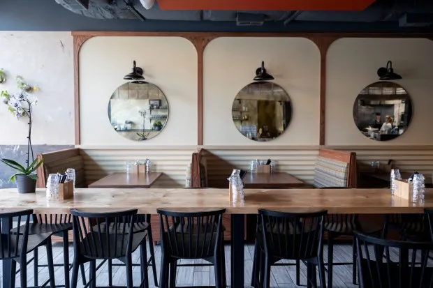 The interior of Akahoshi Ramen in Chicago on March 28, 2024. (Vincent Alban/Chicago Tribune)