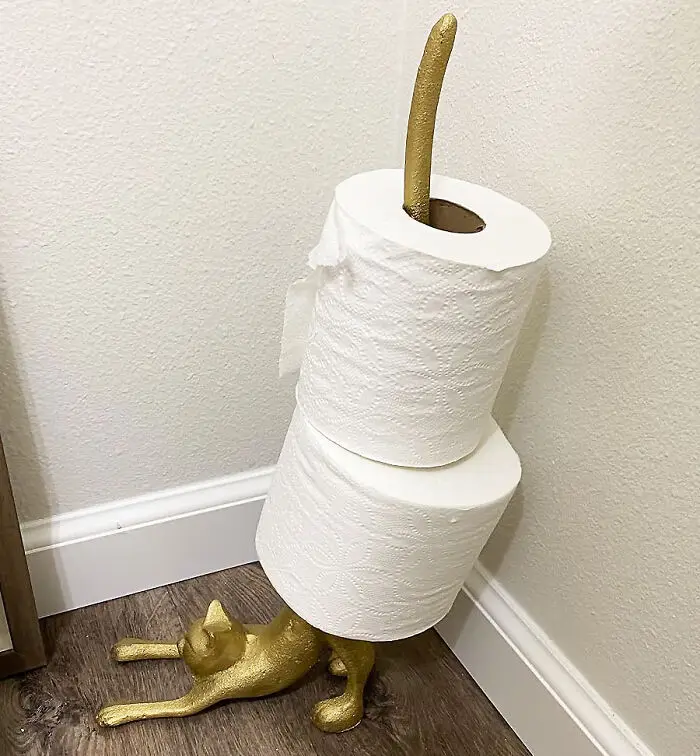 Add A Feline Charm To Your Home Decor With This Fun Golden Paper Towel Holder 