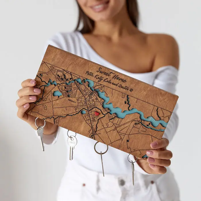 Home Sweet Home Vibes With Custom Map Magnetic Key Holder - Keep Your Keys Safe And Memories Alive In Style!