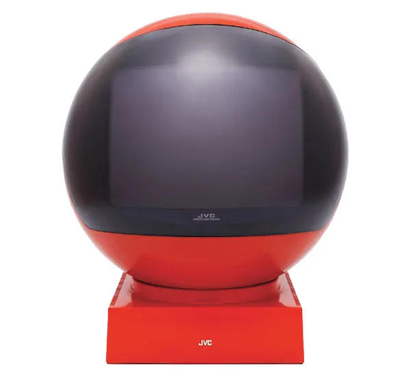 The vintage JVC Videosphere, shaped like a space helmet, was designed in the ’70s and is fully functional. “It would be so much fun to plug in a Nintendo and play Duck Hunt. I love the colour—it looks like something out of Star Trek.”