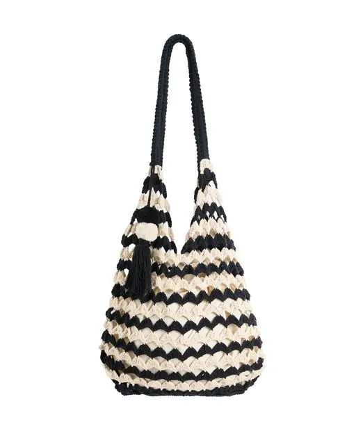 Monochrome crochet scallop tote, £35, Oliver Bonas