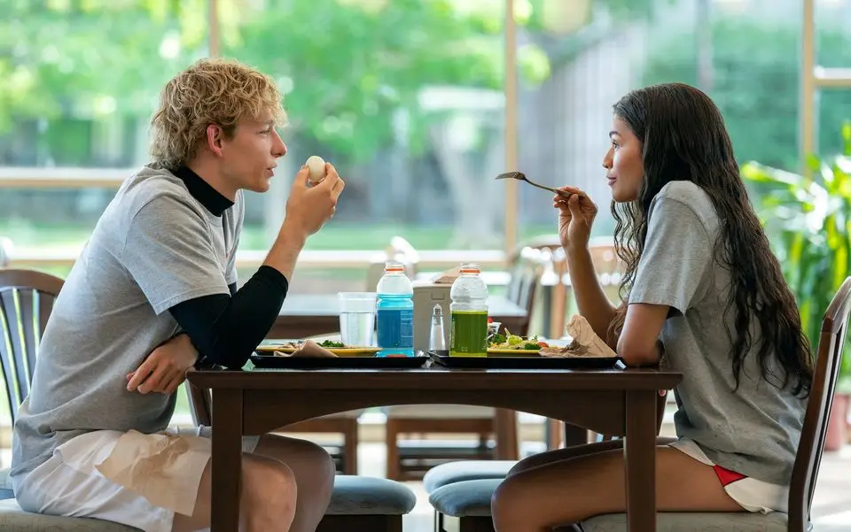 Challengers’ stars Zendaya and Mike Faist in the film where they play tennis stars turned husband and wife (Photo: Warner Bros)