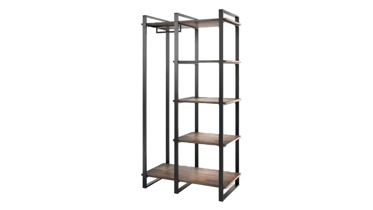 Zinus Brock 64-Inch Brown 4-Shelf Etagere Bookcase on a white background.