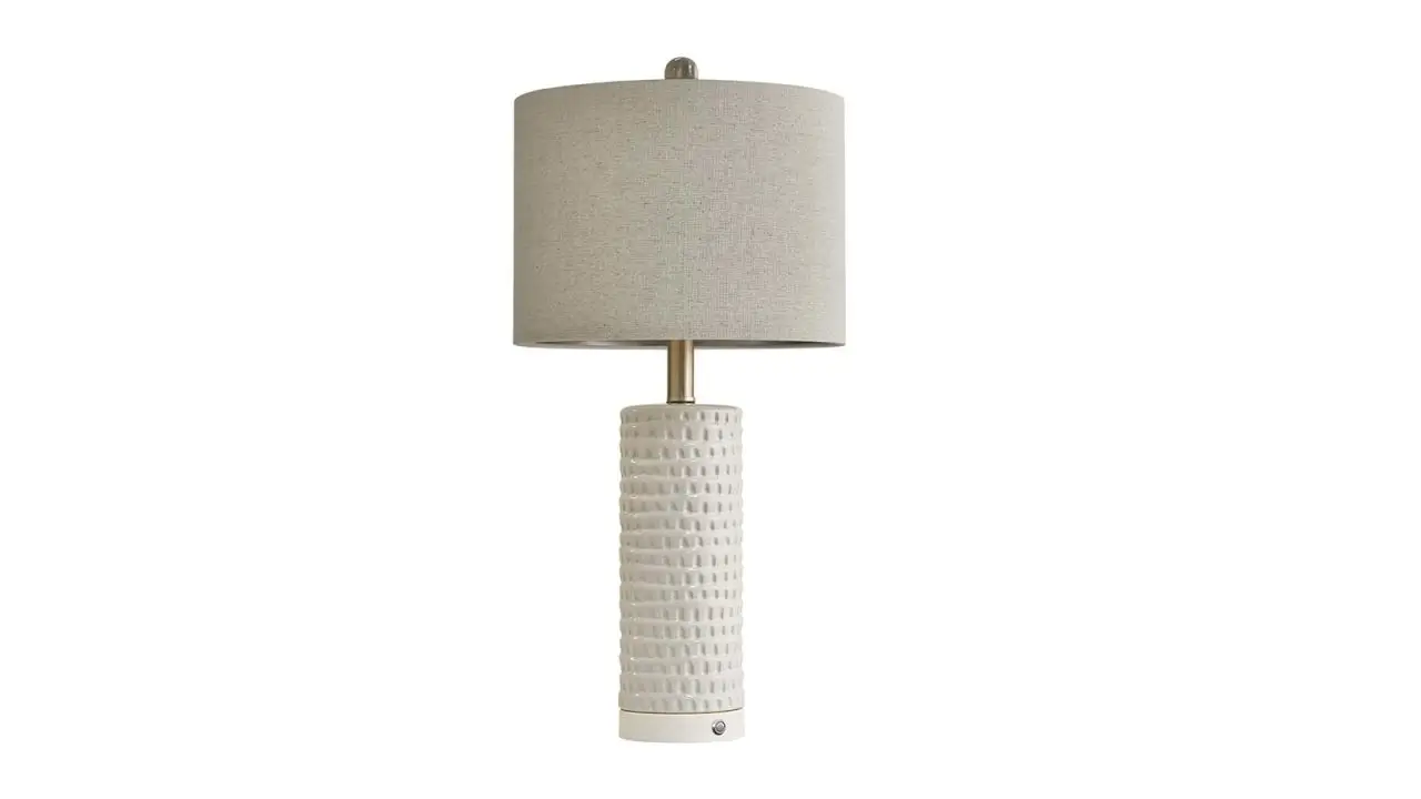 Portres 24-Inch Farmhouse 3-Way Dimmable Touch Ceramic Table Lamp on a white background.