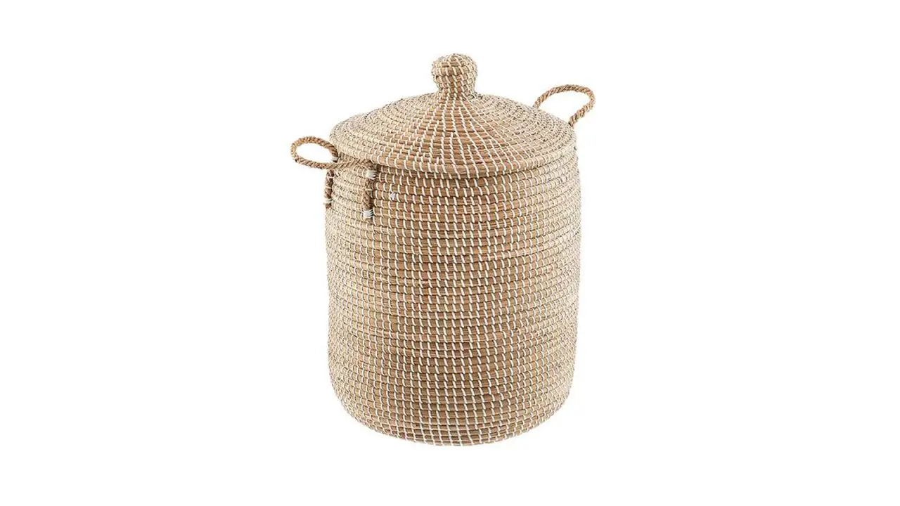 A seagrass hamper on a white background.