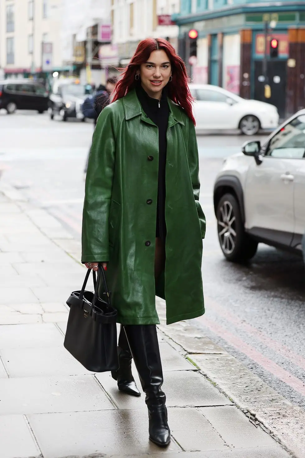 london, england april 04 dua lipa seen out promoting her upcoming new album radical optimism on april 04, 2024 in london, england photo by neil mockfordgc images