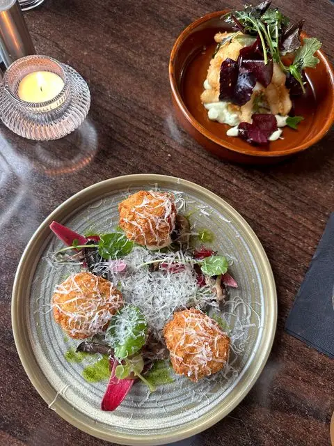 Arancini and crispy squid starters