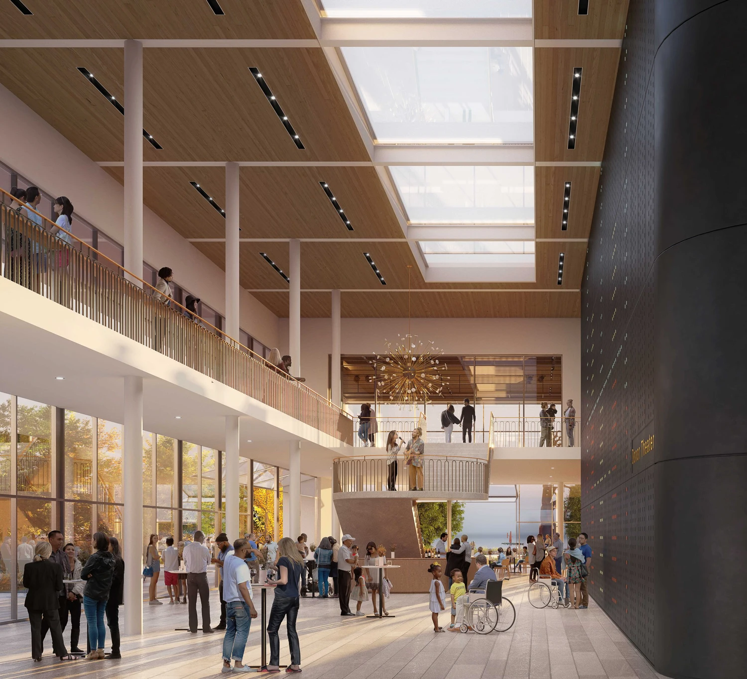Radium Theater lobby activity, rendering by Bora Architecture