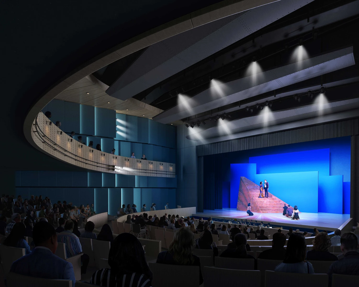 Radium Theater interior view, rendering by Bora Architecture