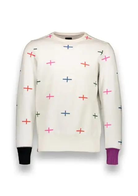 A sweatshirt featuring the St George’s Cross, designed by Peter Saville in 2011.