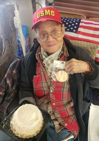 Luther Hendricks of Vallejo - US Marine Corps World War II Veteran andUS Congressional Gold Medal recipient - recently celebrated his 99th birthday on April 3 with his family and many fellow Veterans.