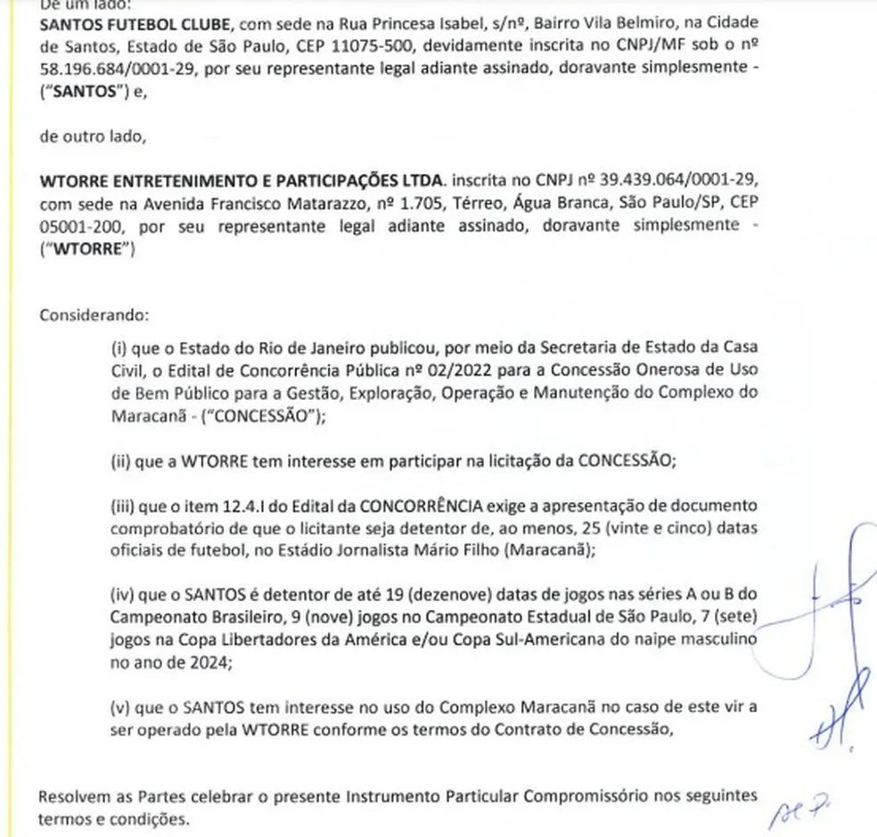 Documento com jogos do Santos anexado pelo Vasco — Foto: Reprodução