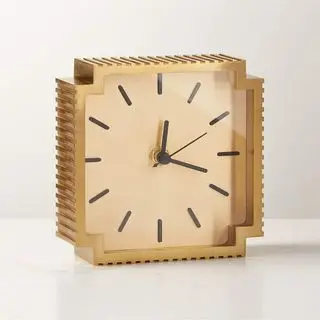 Lincoln Polished Brass Desk Clock