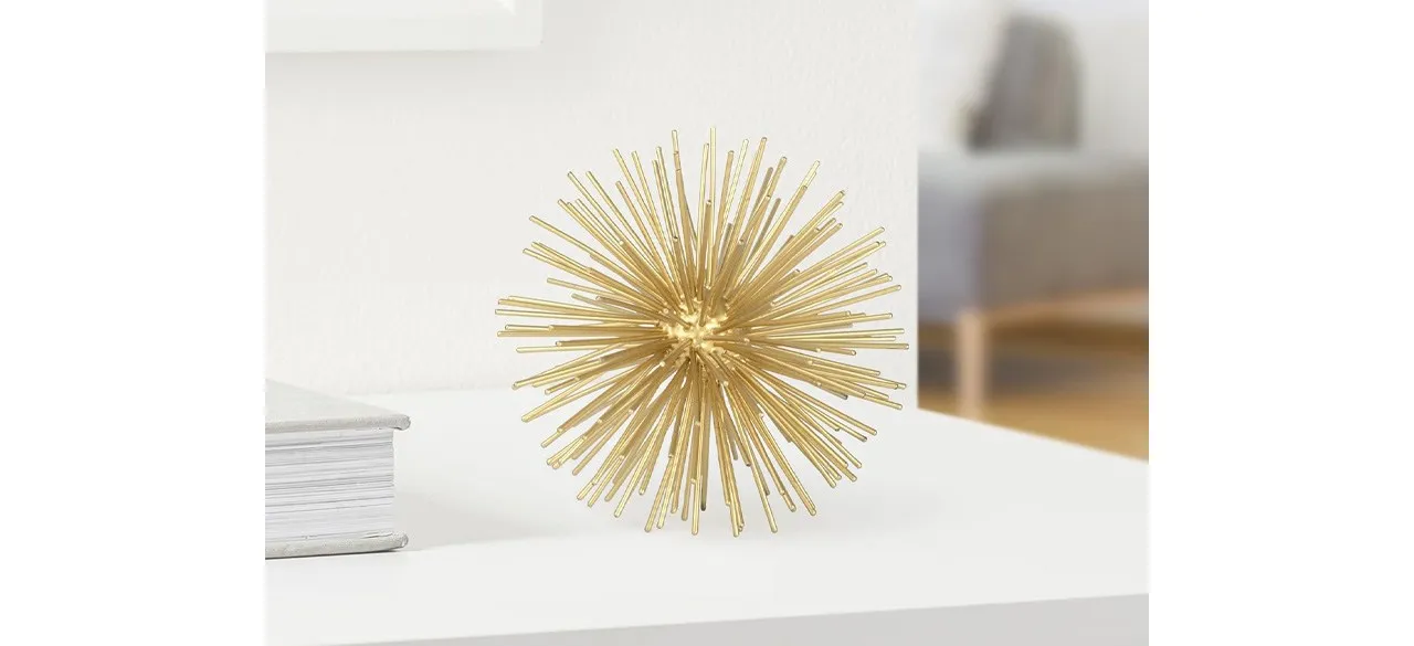 Torre & Tagus Spike Gold Sphere Decoration Gold Shelf Decor