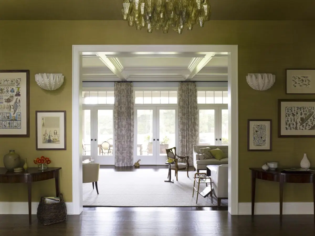 Vintage French plaster shell sconces enhance a room in a designer's Sagaponack, N.Y., home.