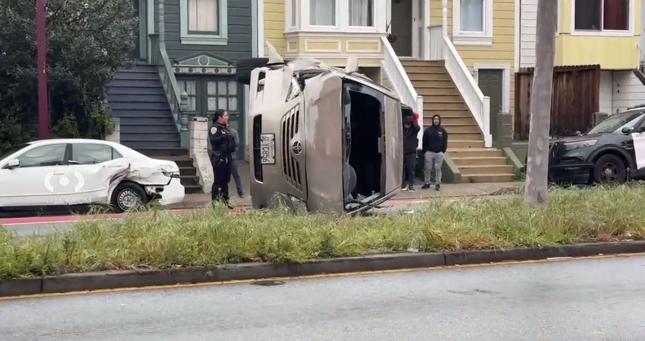 Car flipped in San Francisco Mission District crash