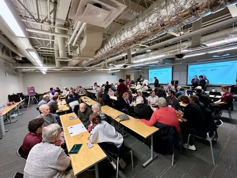 room of people at tables