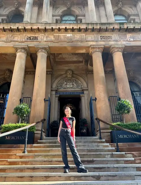 Yazmin McClean outside the Merchant Hotel where the Miss Great Britain heat will take place in June