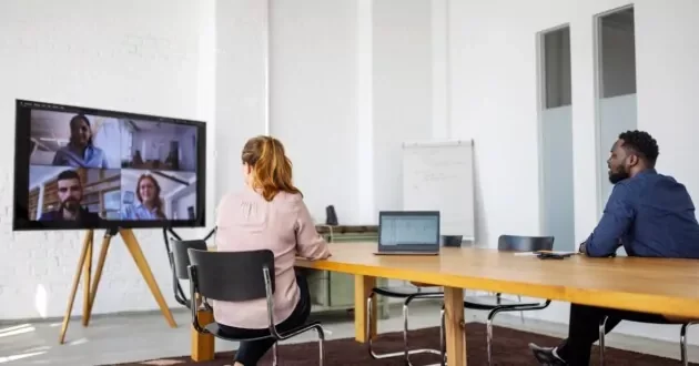 Business team having teleconference