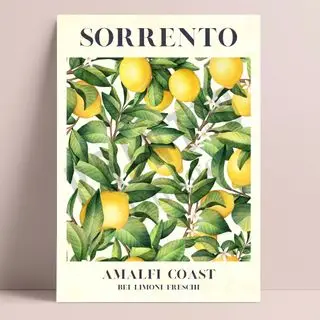 PRINTD Image Sorrento Lemon Amalfi Wall Art Print