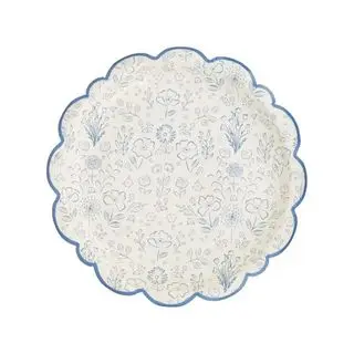 blue and white floral plate