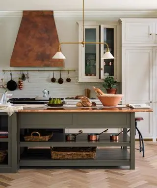 devol kitchens open shelved island storage