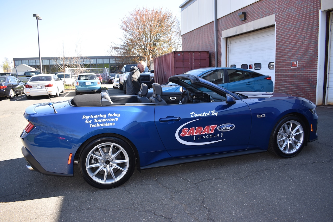 Westfield Tech auto shop welcomes donation of 2024 Mustang from Sarat Ford