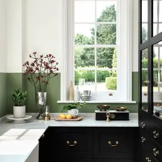 Green and white kitchen