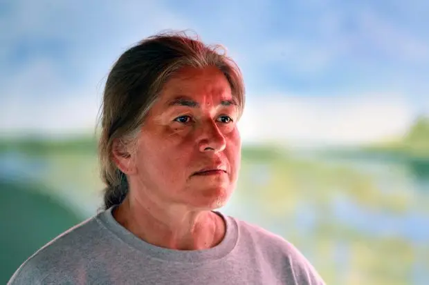 Betty Osceola, with the Miccosukee Tribe, participates in the the 5th Annual Removal of the Swamp Invaders Fishing Tournament presented by the Miccosukee Tribe of Indians of Florida on Saturday, April 20, 2024. (Mike Stocker/South Florida Sun Sentinel)