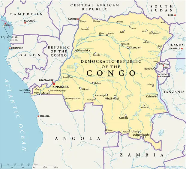 Congo Democratic Republic Political Map 