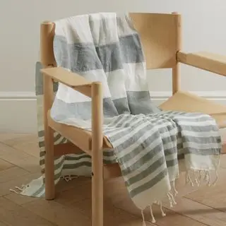 Bruno Cucinelli Fringed Striped Linen Throw