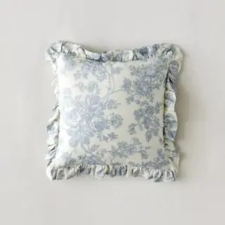 Toile Ruffle Throw Pillow