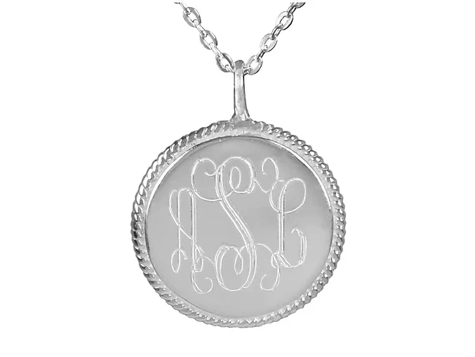 Personalized Engraved Sterling Monogram Necklace