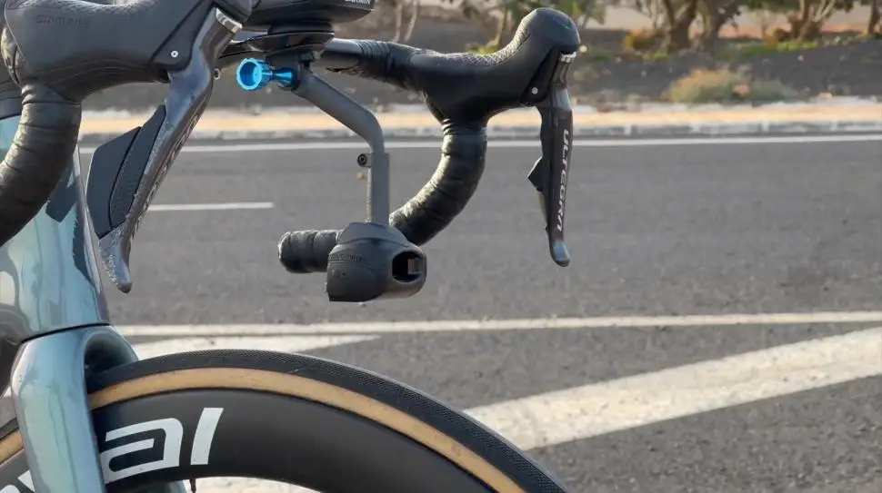 aero sensor attached to bike handlebars 