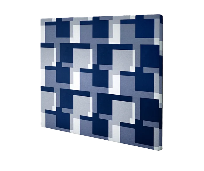 a square headboard with cube patterns