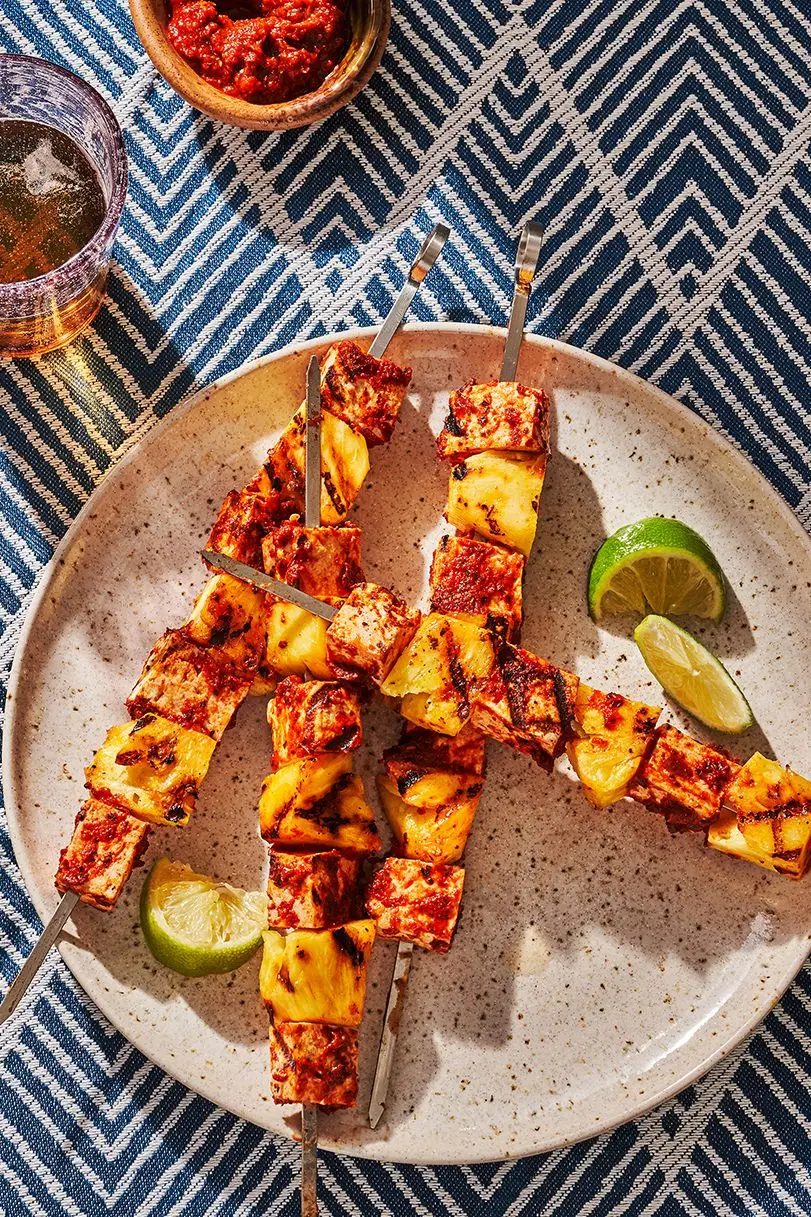 chipotle tofu pineapple skewers