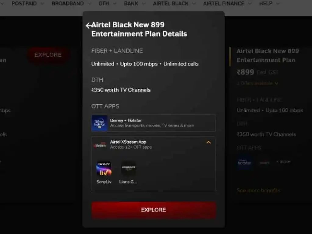 Airtel Black offers broadband DTH and OTT in one plan under rs 1000 Digit.in Airtel Black Rs 899 Plan
