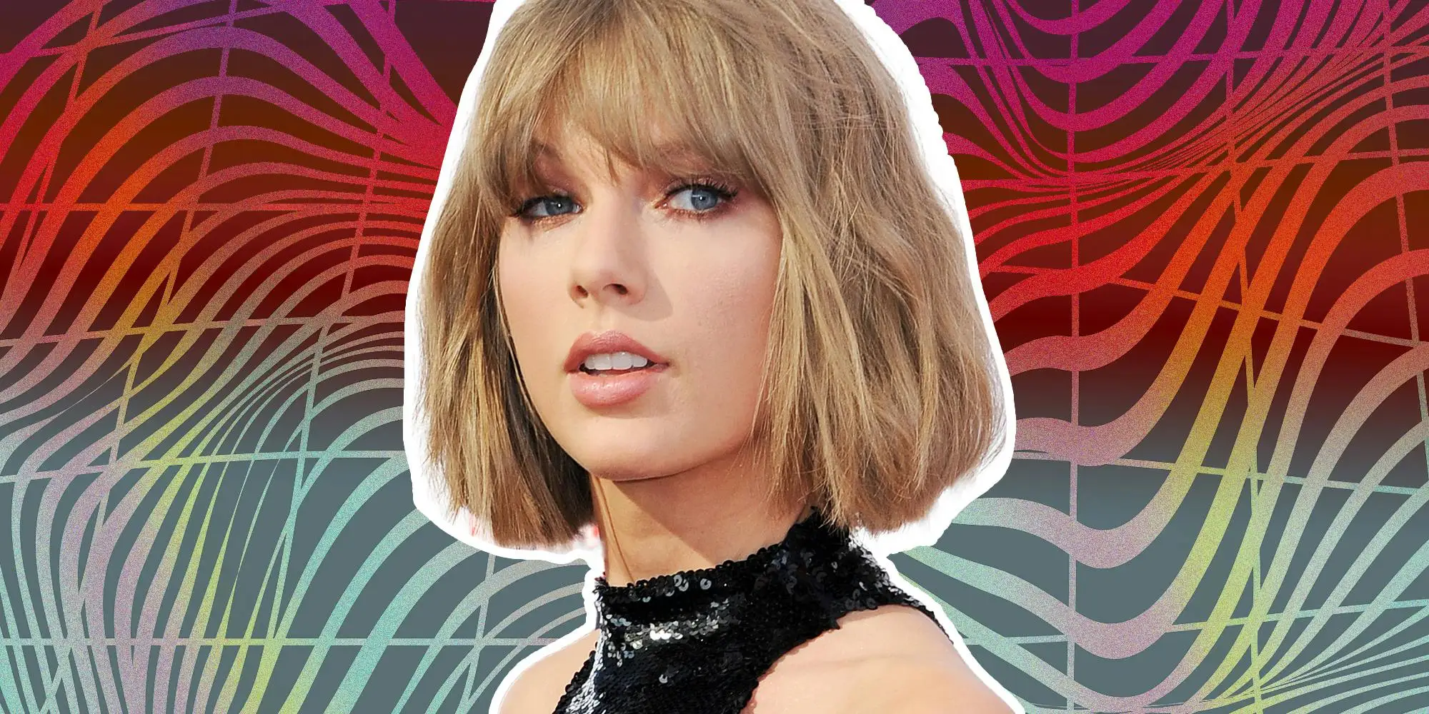 Taylor Swift with graphic background