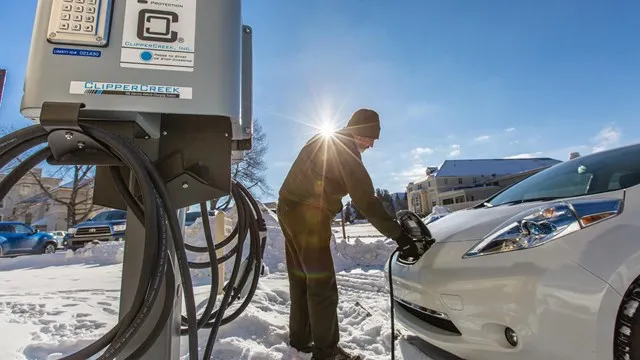 Charging an electric car in Mammoth Hot Springs