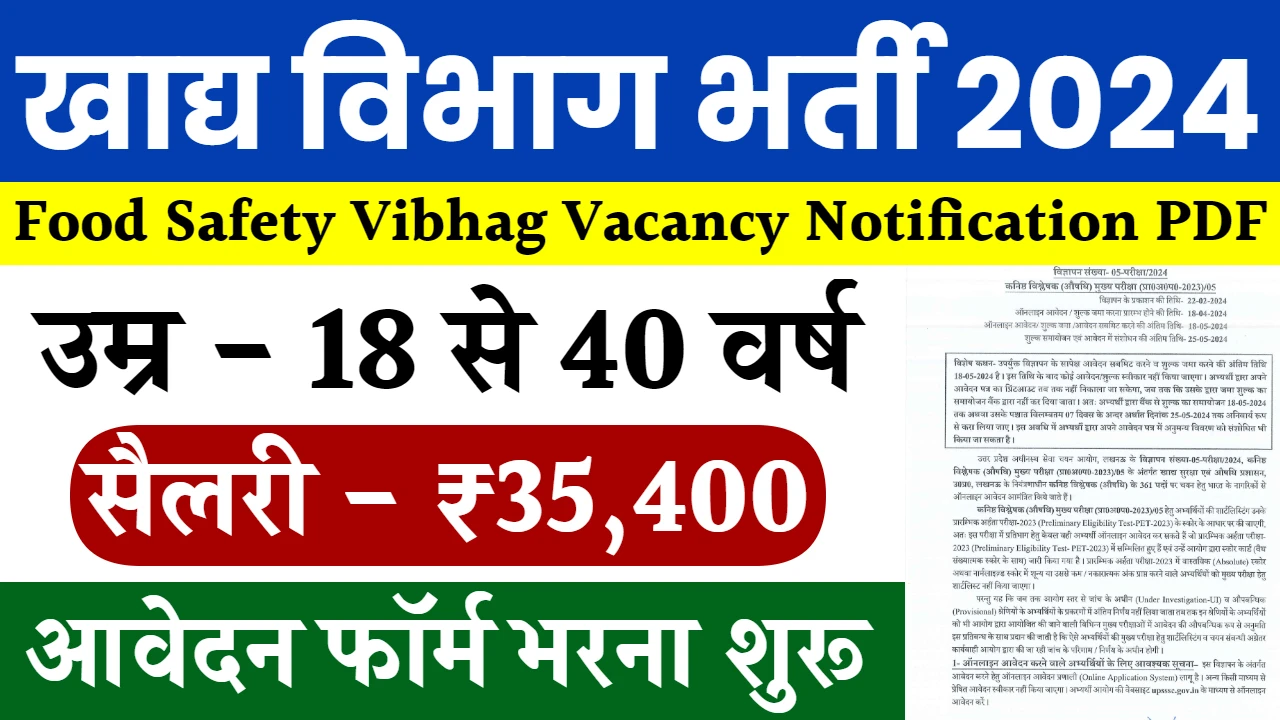 Food Vibhag Vacancy 2024: खाद्य सुरक्षा विभाग में निकली नई भर्ती, नोटिफिकेशन हुआ जारी