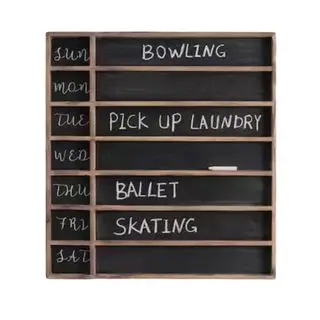 Wooden chalkboard with seven slots