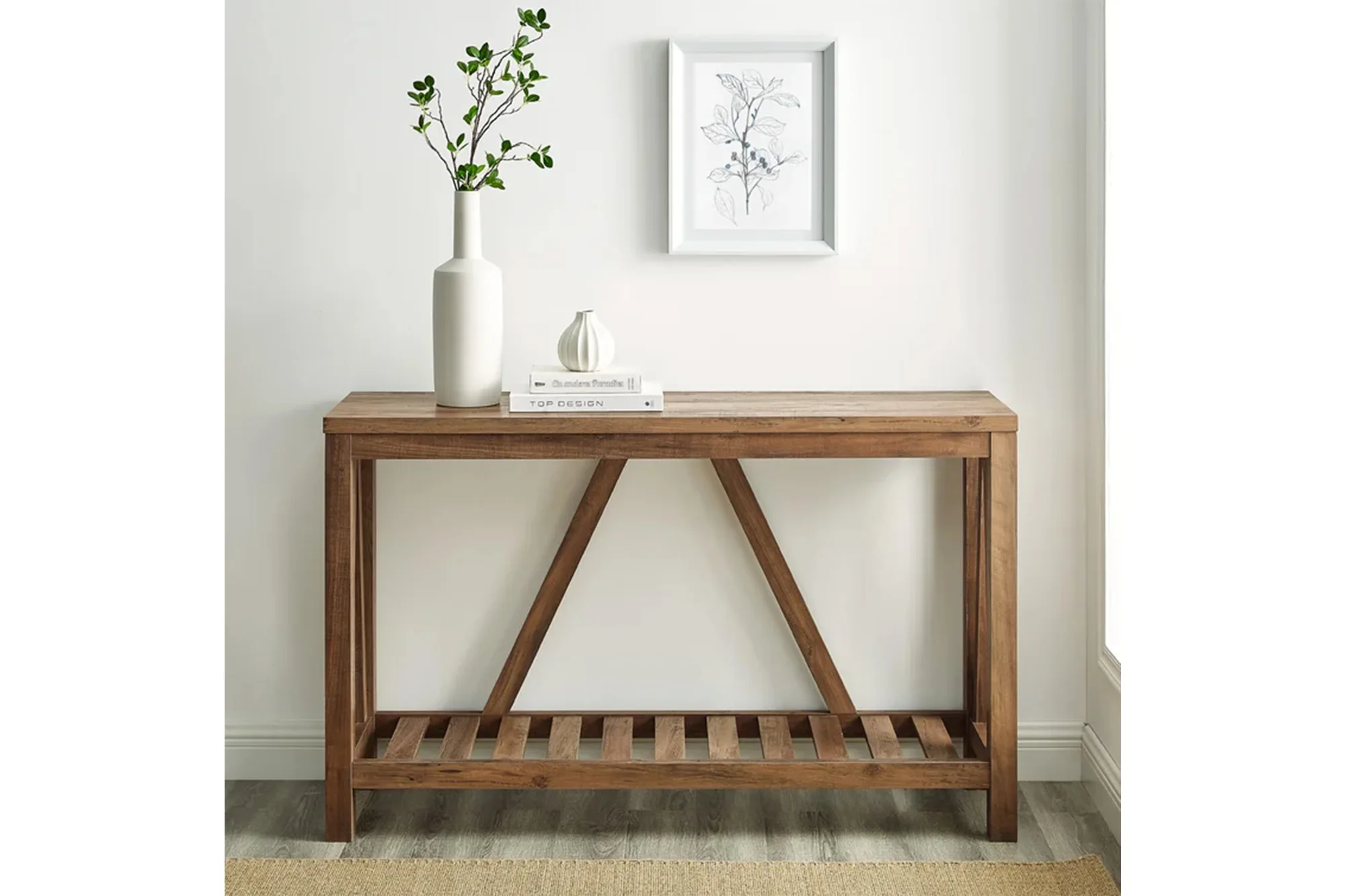 A wooden console table