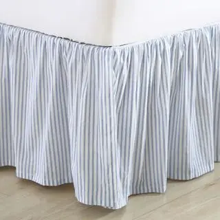 laura ashley blue stripe bed skirt