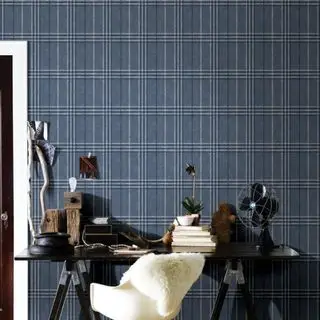 wayfair navy plaid wallpaper