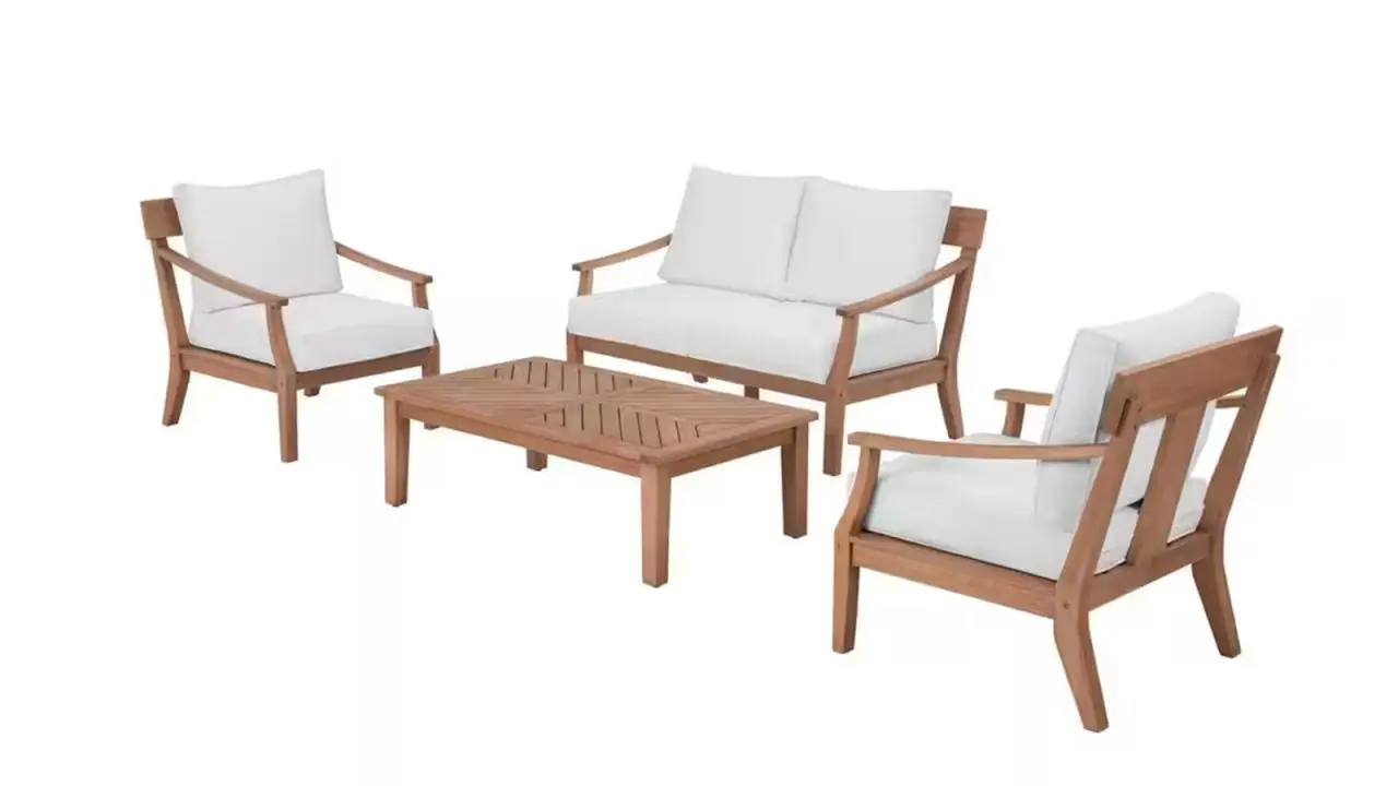 Woodford 4-Piece Eucalyptus Wood Patio Conversation Set with CushionGuard Bright White Cushions .jpg