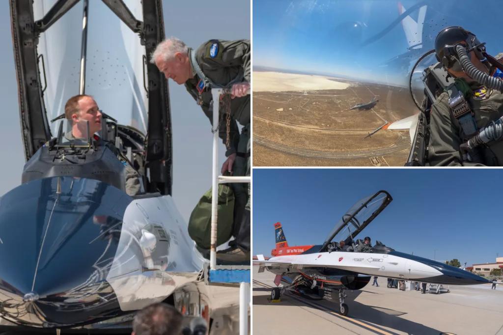 US Air Force Secretary Kendall flies in cockpit of plane controlled…