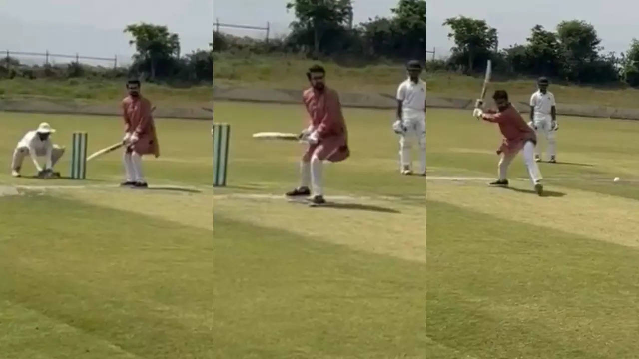 VIDEO: खेल मंत्री अनुराग ठाकुर का वीडियो वायरल, खेला ऐसा क्रिकेट शॉट कि…